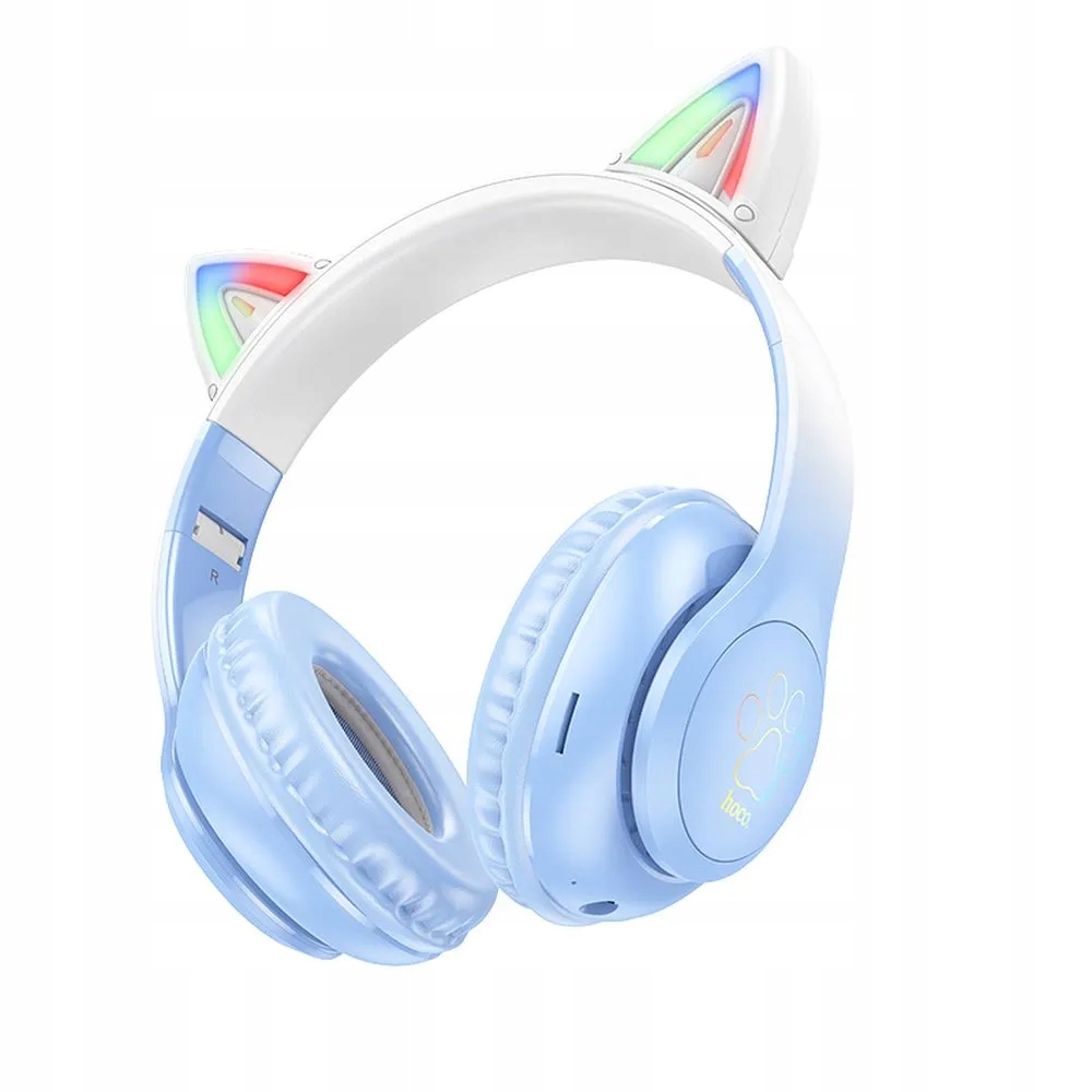 Hoco słuchawki bluetooth nagłowne W42 Kocie Uszy krystaliszny niebieski