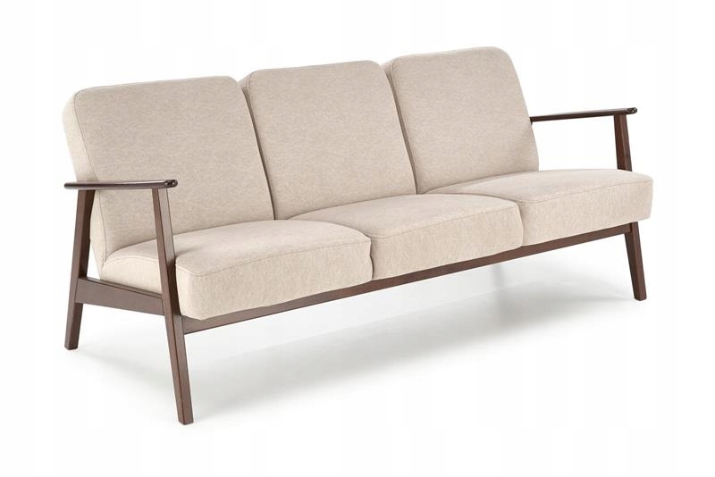 Sofa tapicerowana Milano S3 Drewno orzech tkanina beżowa Halmar