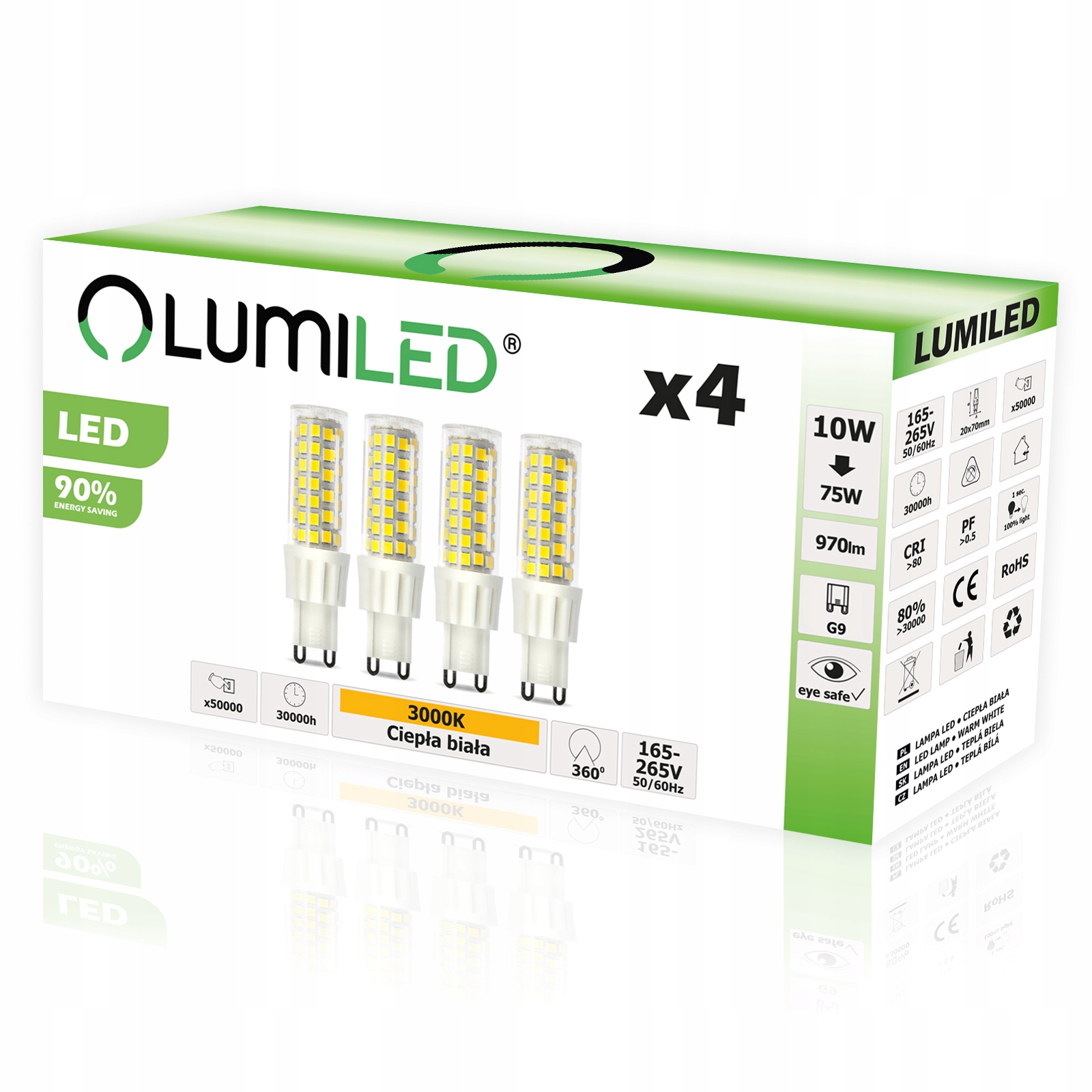 

4x Żarówka Led G9 Kapsułka 10W 75W 970LM 3000K