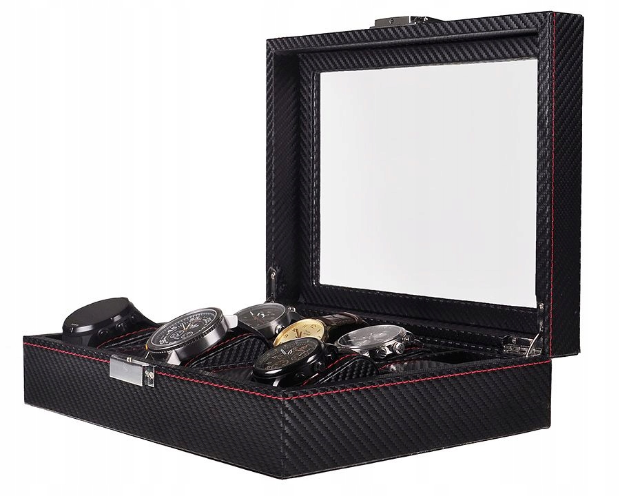 PUDEŁKO KUFEREK ORGANIZER NA 10 ZEGARKÓW KARBON Model 4352