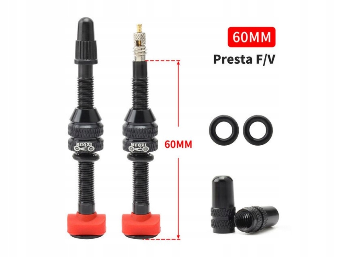 Zawory Tubeless 60mm Czarne aluminiowe MUQZI