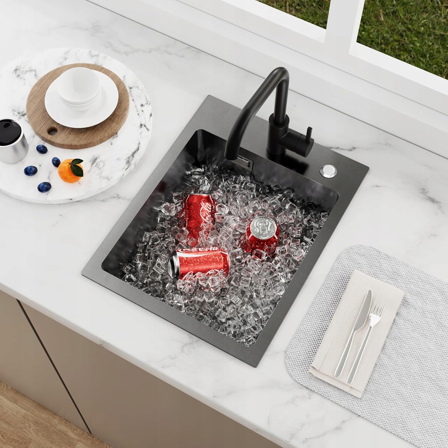 Keokbon Dřez nerezová ocel, 35 x 40 cm, obdélníkový, 1 umyvadlo