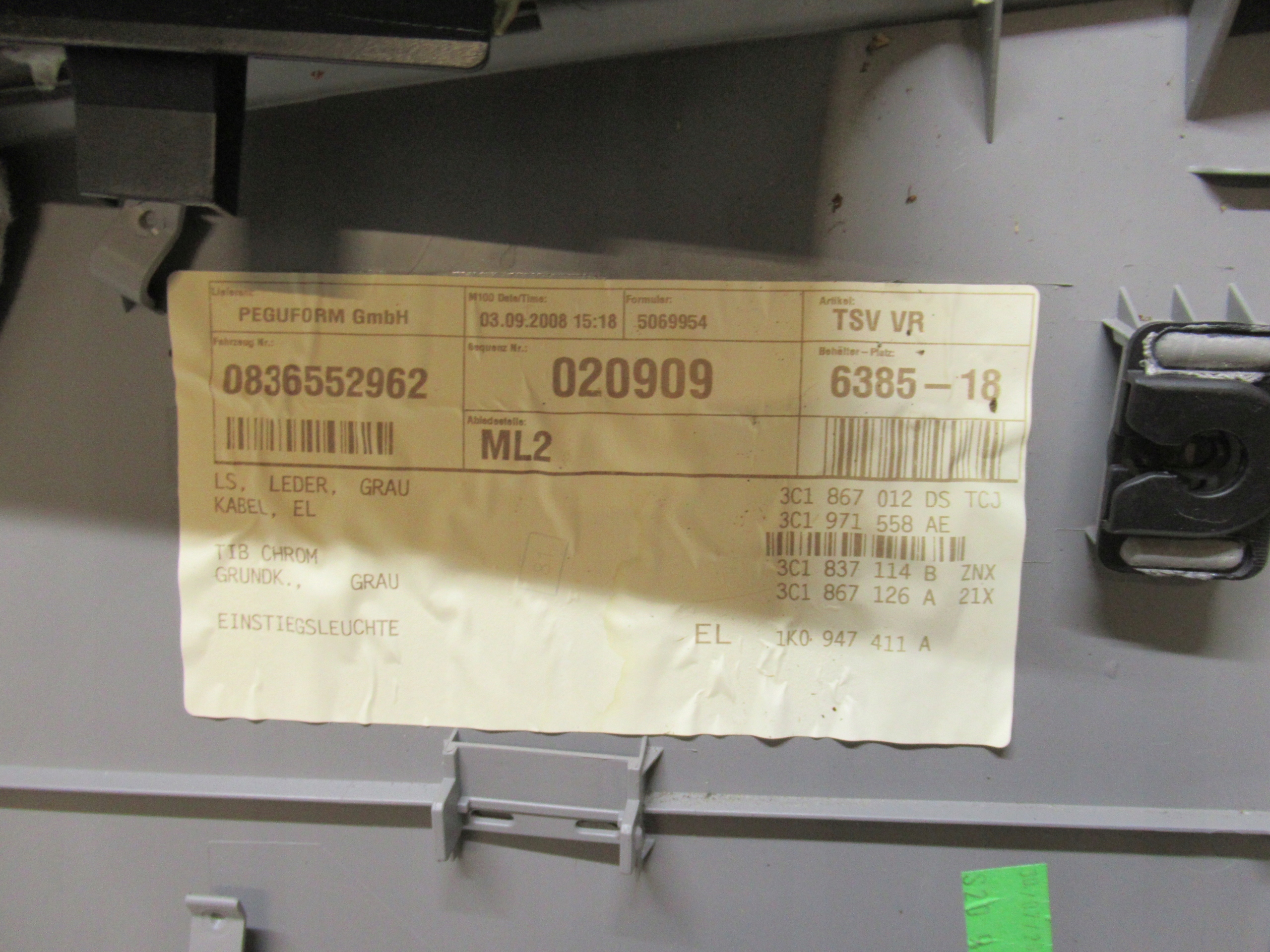VW PASSAT B6 side upholstery door right front 08
