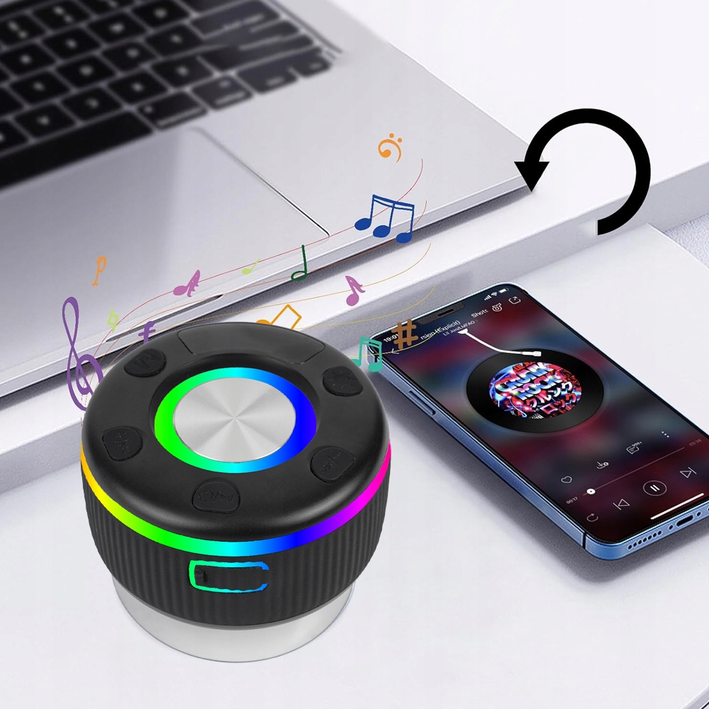 PRZENOŚNY GŁOŚNIK BLUETOOTH WODOODPORNY GŁOŚNIKI STEREO ZE OŚWIETLENIE LED Model Głośnik Bluetooth
