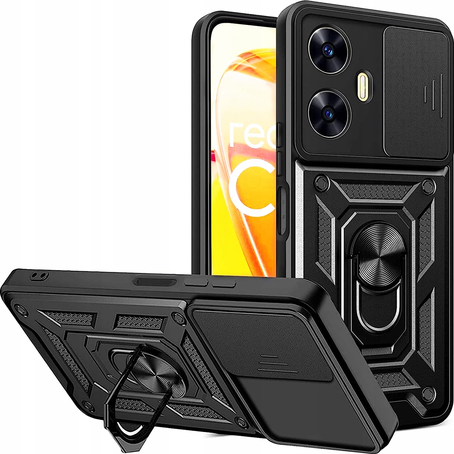 

Etui Pancerne Ring Cam do Realme C55 |+szkło 9H