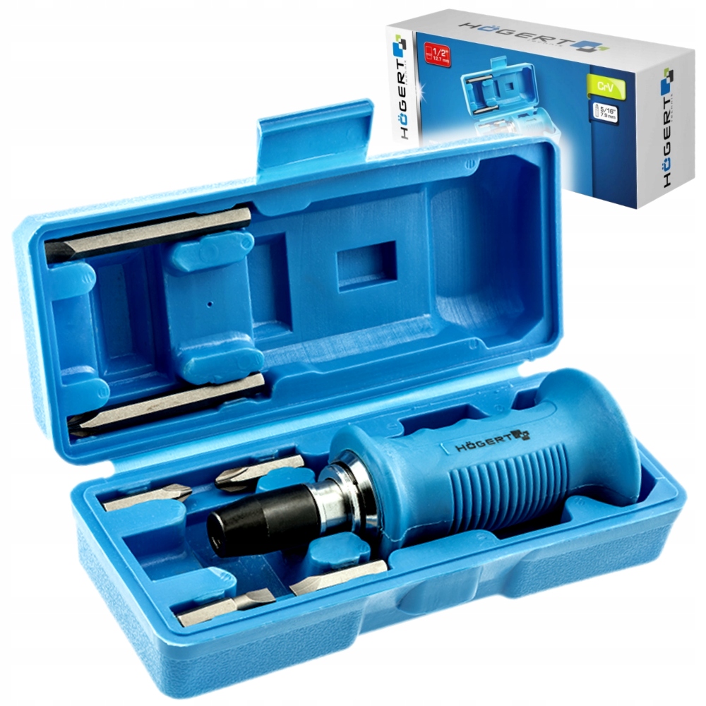 Wykrętak wkrętak udarowy Prawo/Lewo 1/2' + końcówki bity, Hogert Marka Hoegert Technik