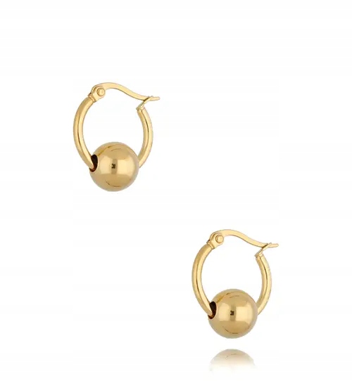 Náušnice By Dziubeka Kolečka s kuličkou zlacená Aurelia ocel zlatá šarží