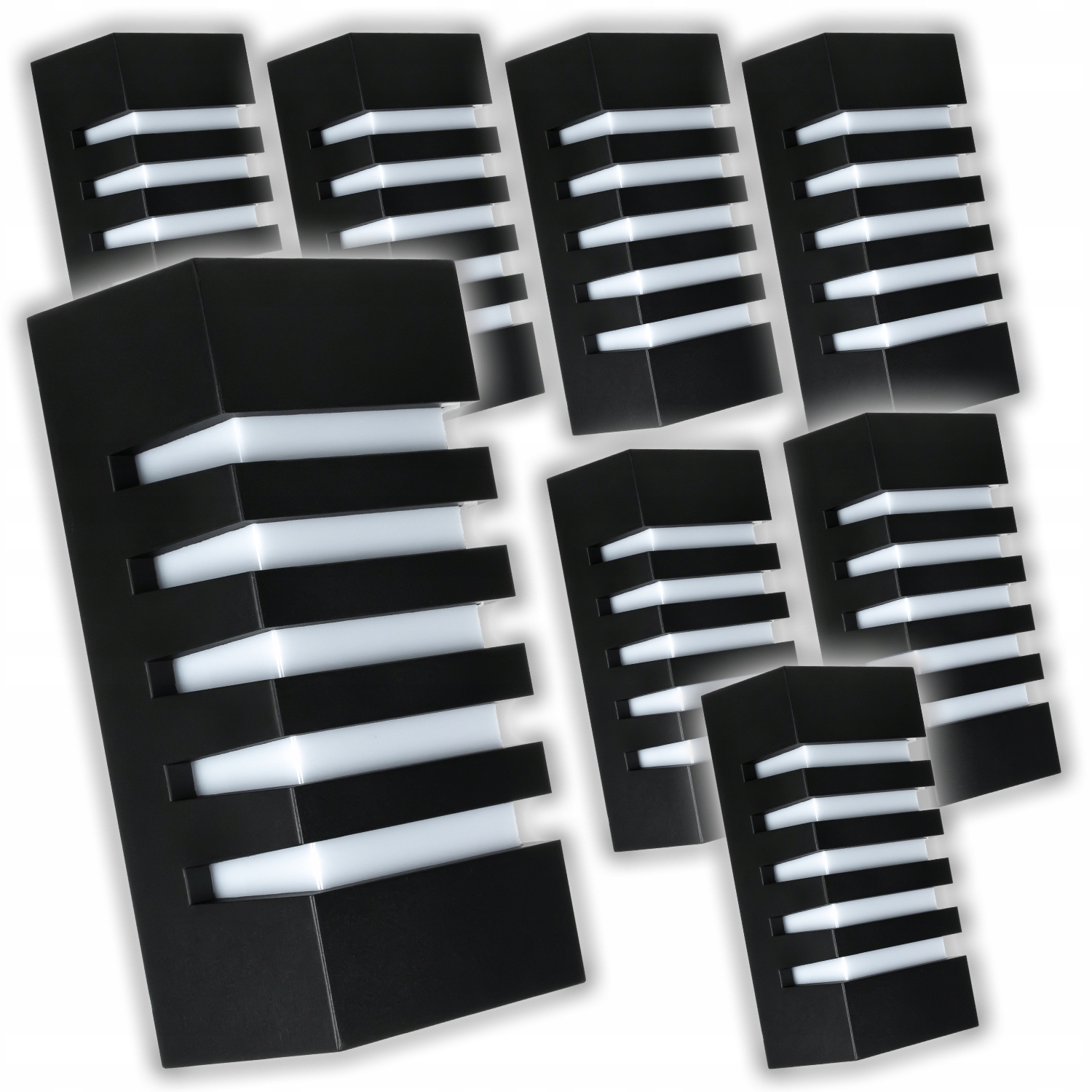 8 x Nástěnné Svítidlo E27 Fasádní Zahradní Voděodolné IP55 Černé Ozdobné