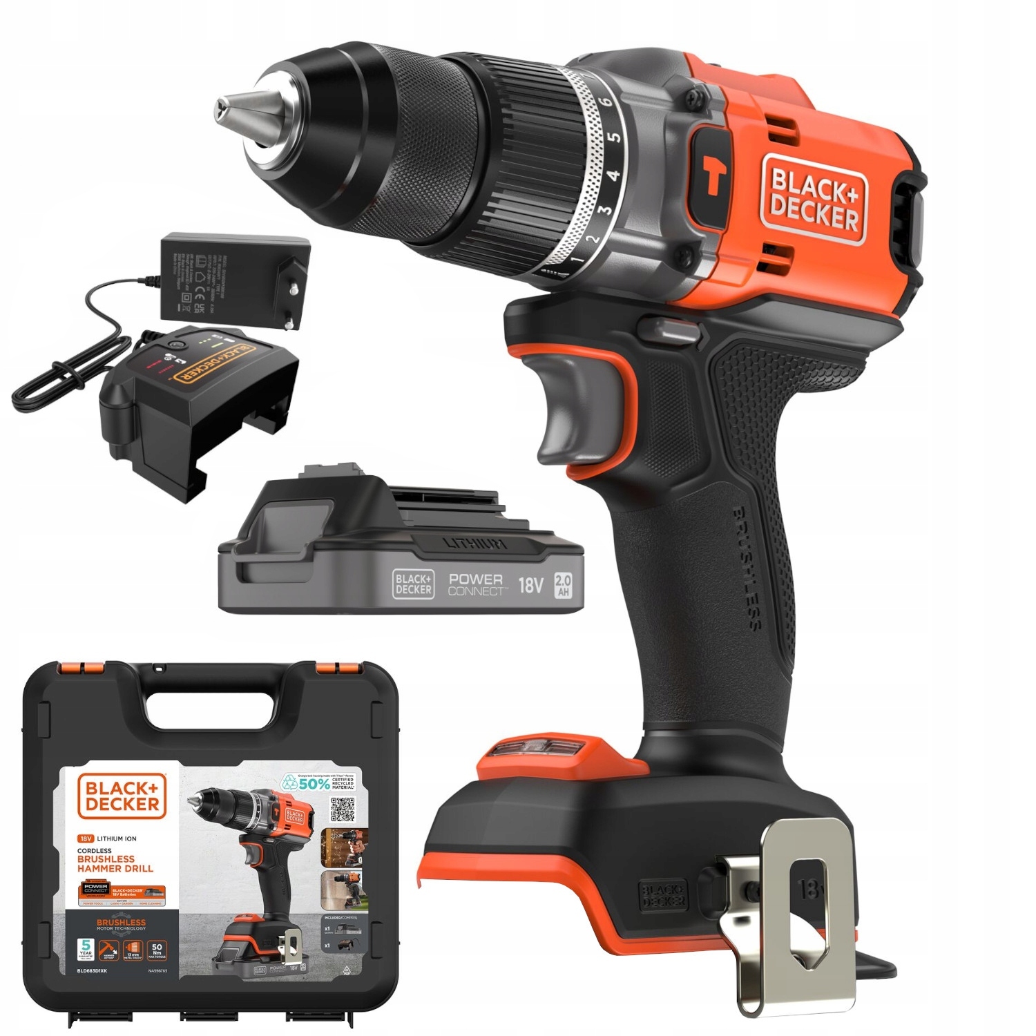 Black Decker Wkrętarka udarowa BLD683D1XK 18V 50Nm Aku 2Ah Ład Walizka