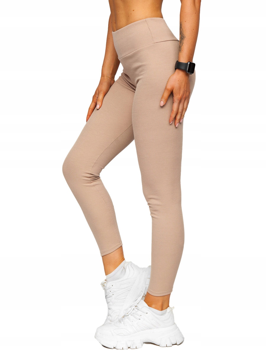 

Legginsy Prążkowane Damskie Brązowe 020 Denley_m
