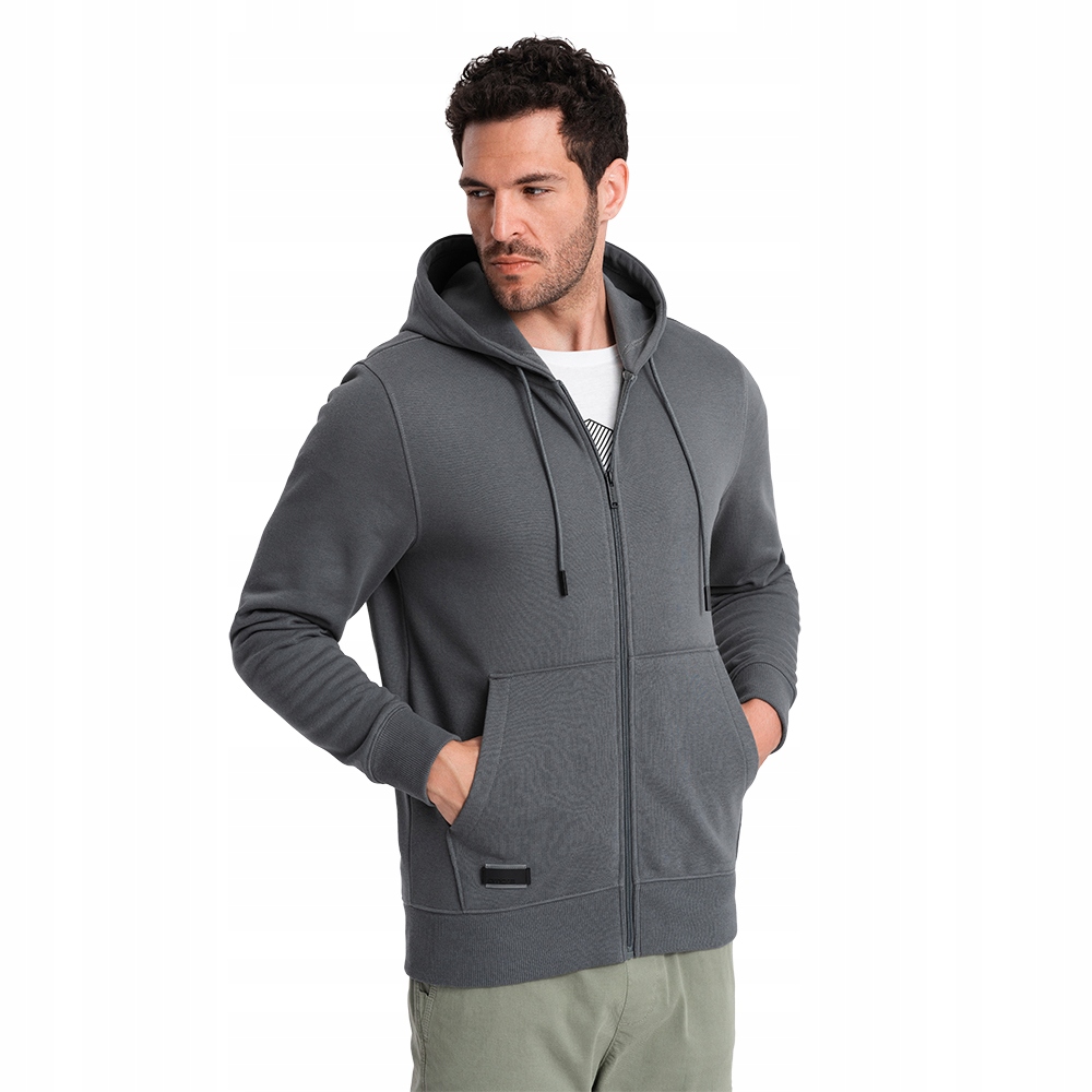 Pánská bavlněná tepláková mikina Basic grafitová V11 OM-SSBZ-0160 S