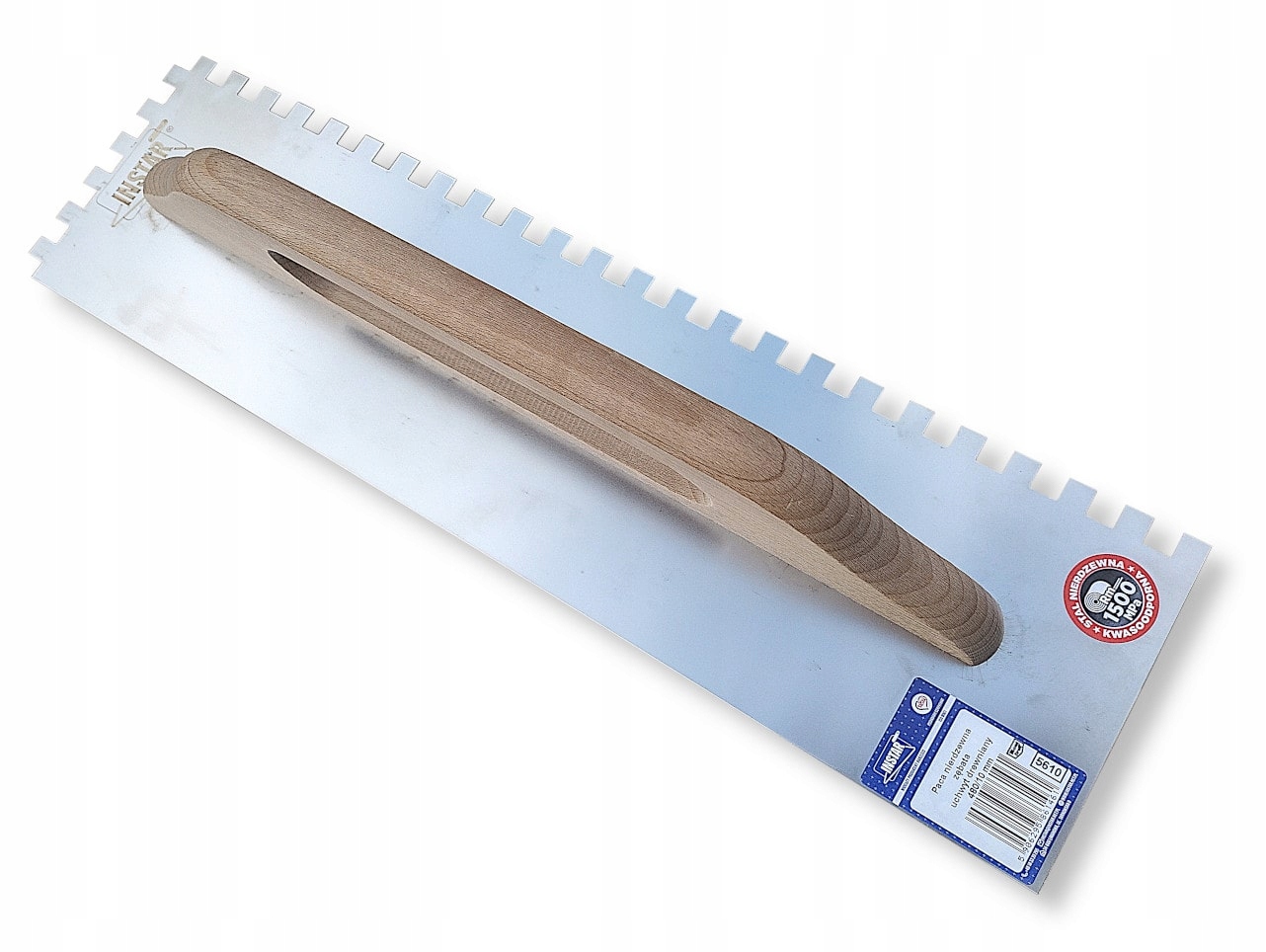 INSTAR - PACA NIERDZEWNA ZĘBATA 128x480 MM - ZĄB 8x8 MM UCHWYT DREWNIANY Marka Instar