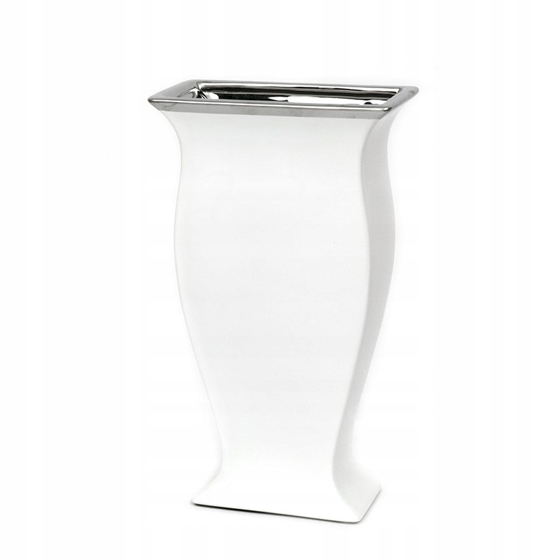 

Wazon Biały Srebrny h-40cm Połysk Chrom Duży
