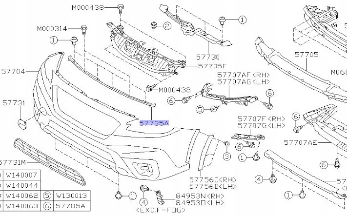 57735AN00A - ПРОКЛАДКА БАМПЕРА SUBARU LEGACY OUTBACK USA 2019-