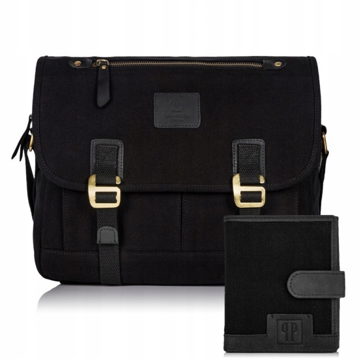 Pánská vintage peněženka černá taška přes rameno A4 sada pro muže