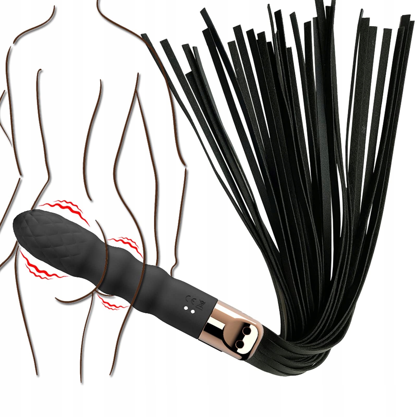 PQKUSS Wibrator Analny i Skórzany Flogger 2w1 SM Zabawki Erotyczne dla Par — miniatura 5