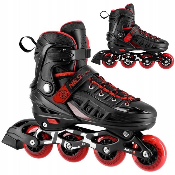Łyżworolki Rolki Fitness Regulowane ABEC7 Oddychające Czerwone 34-38 M