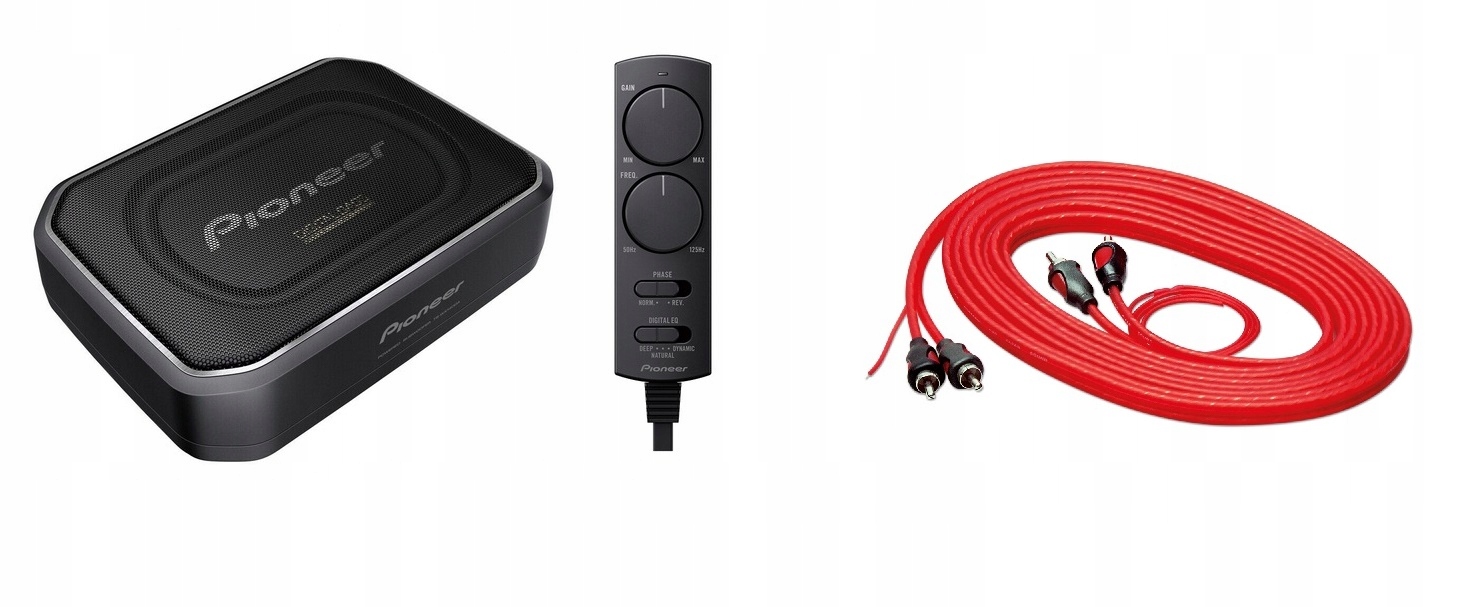 Pioneer TS-WX140DA aktívny subwoofer pod kreslo diaľkový ovládač Rca Sinuslive CK-35