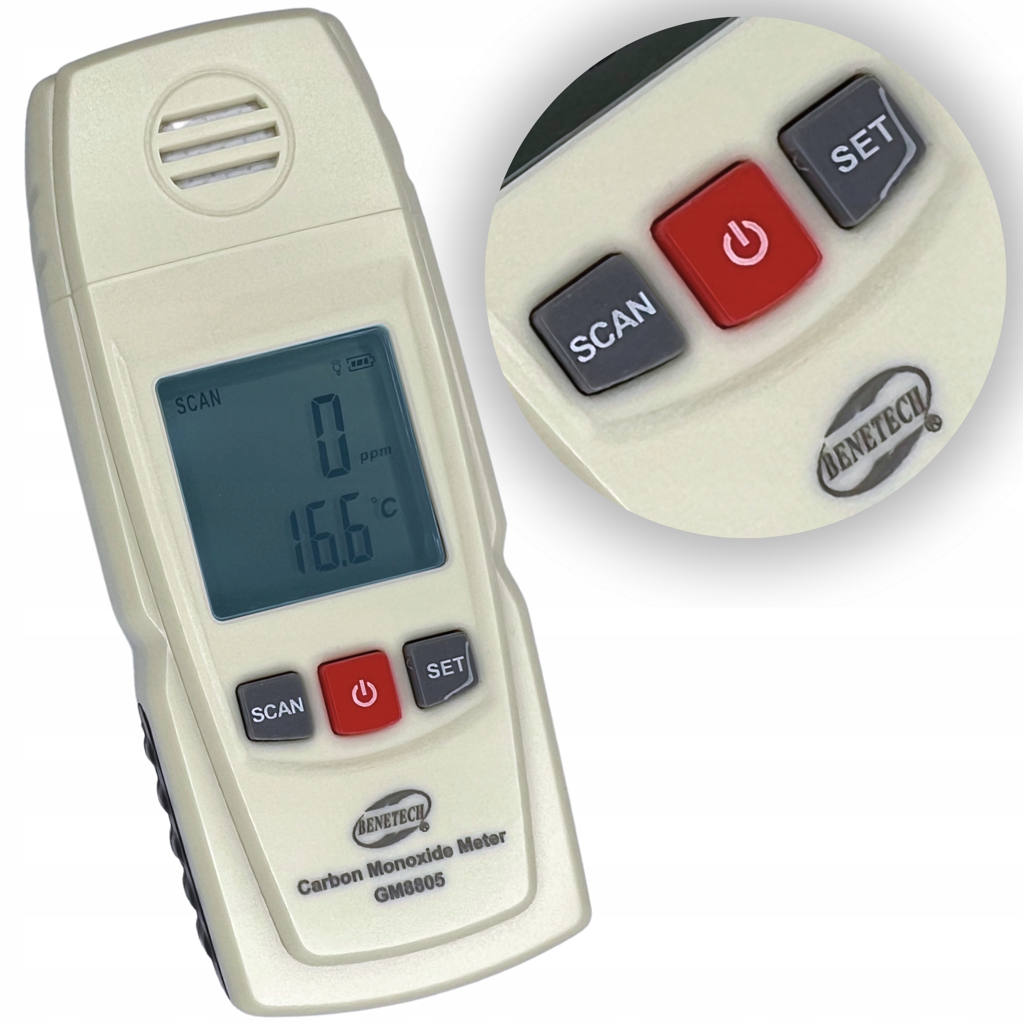 Měřič Oxidu Uhelnatého Detektor Oxidu Uhelnatého Přenosný Mobilní Co 1000PPM Benetech