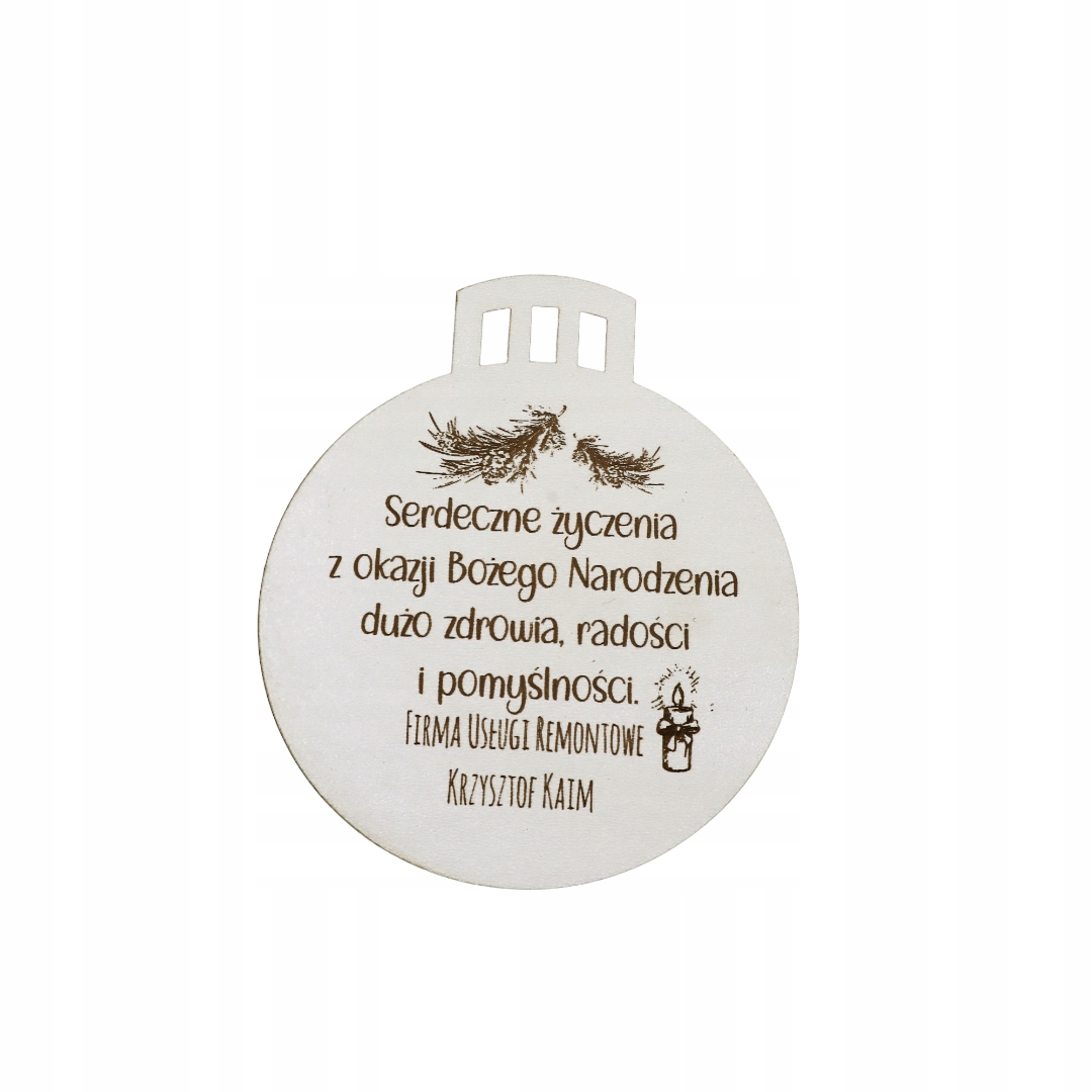 

Bombka z życzeniami firmowa z logo lub nazwą 10 cm