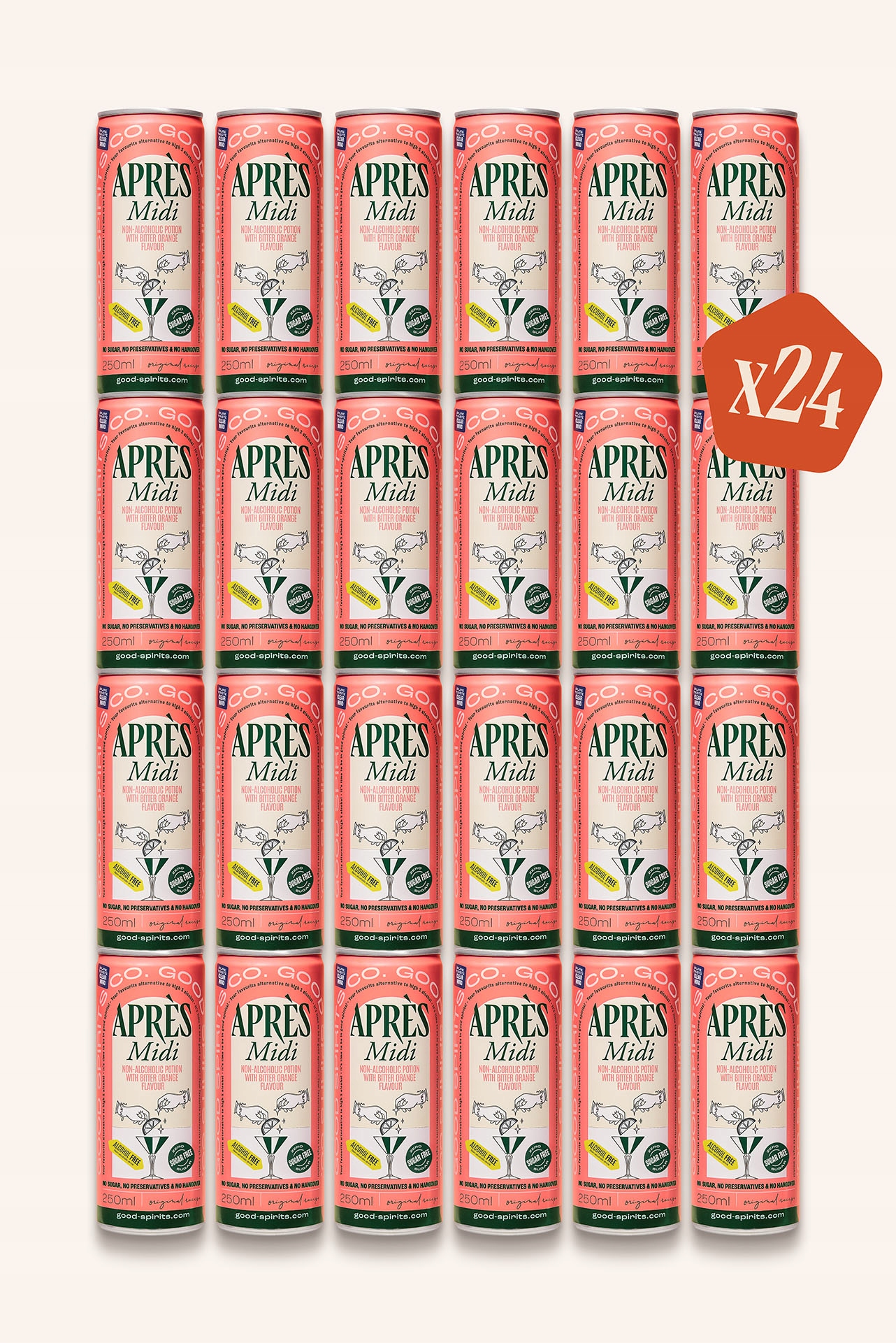 Levně Good Spirits 24x Après Midi koktejl 0% bez cukru Apero hořký pomeranč