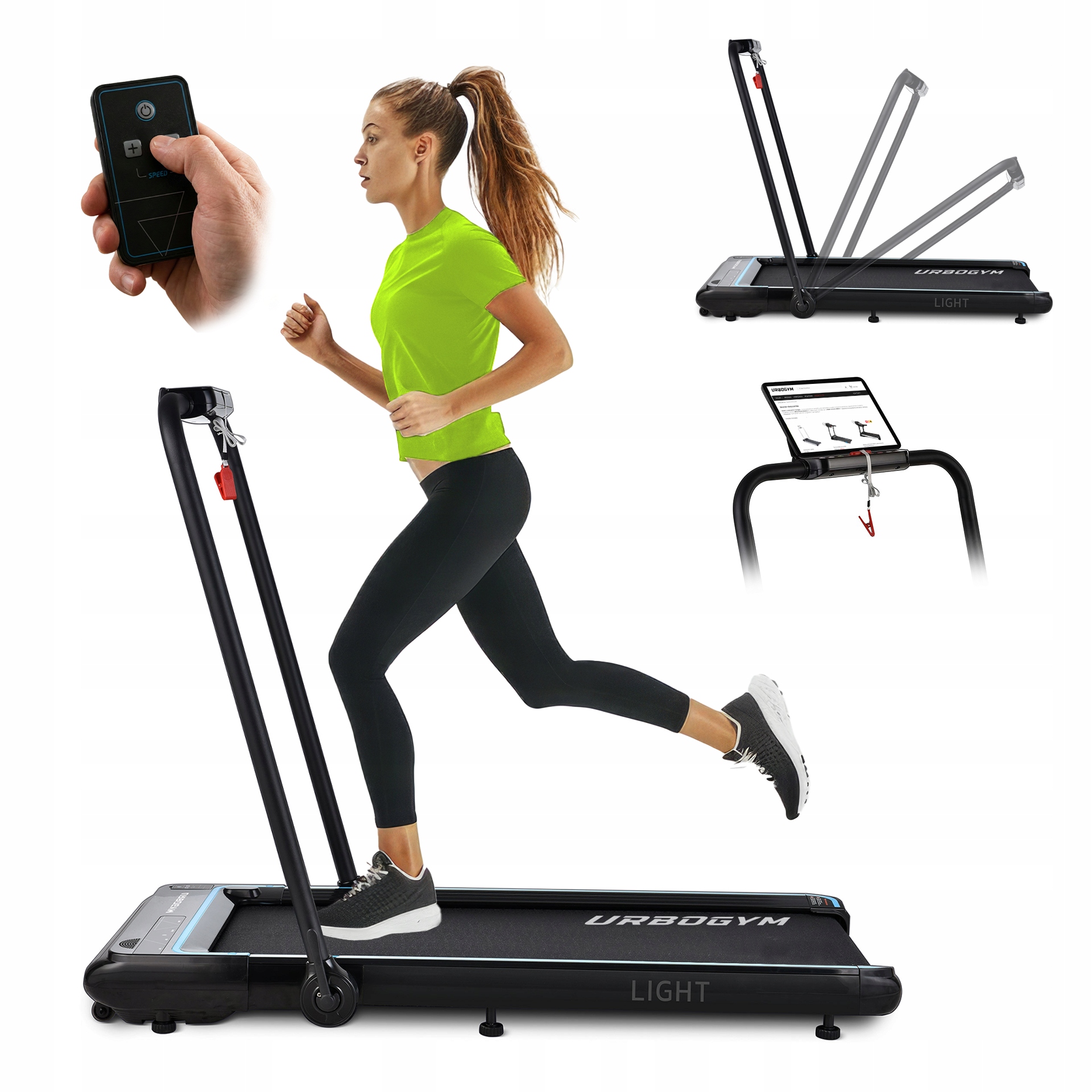 Bieżnia Elektryczna Domowa 2W1 Light Składana Na Płasko Pod Łóżko 12KM/H