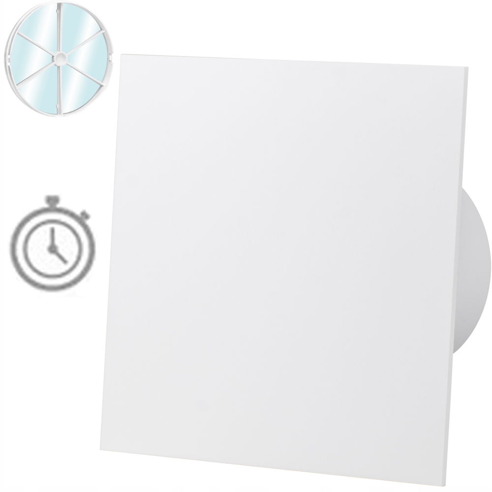 Ventilátor Plexi Bílý Lesk Časový Spínač Časovač Zpětný Ventil Fi 125