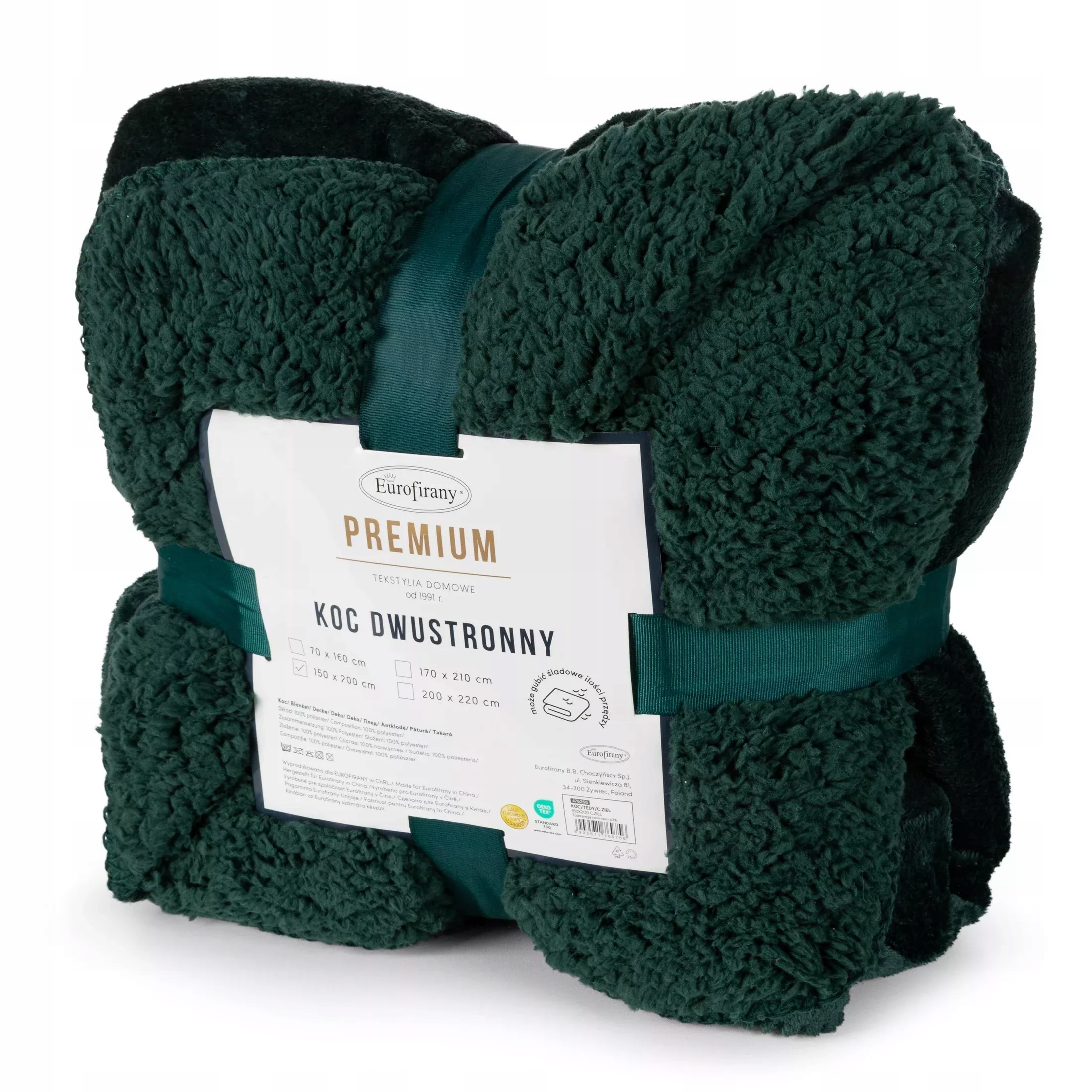 Deka přehoz Tedy 200x220 Eurofirany zelená měkká bukla teplý fleece