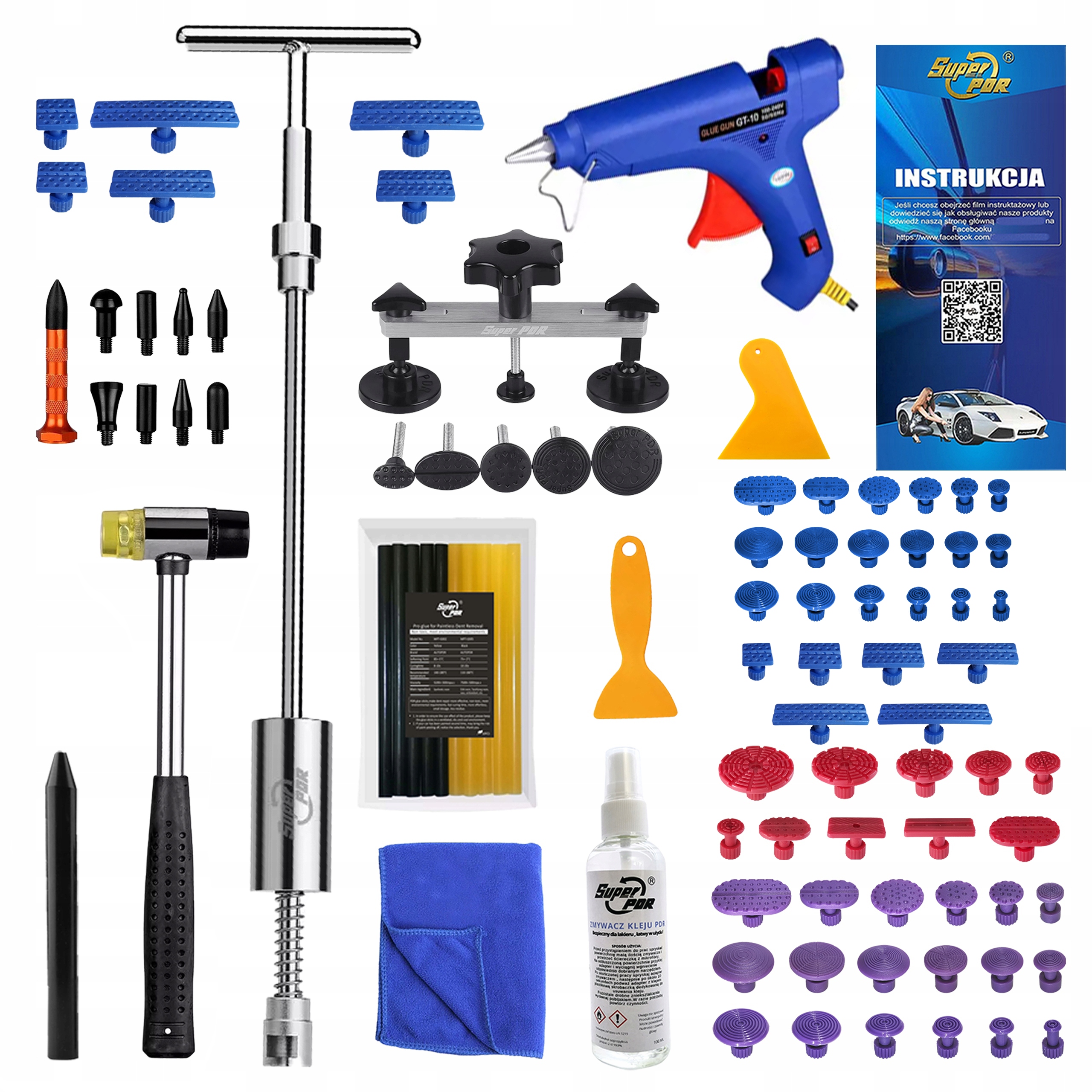 Sada na odstraňování promáčklin pdr velký nástroj na vytahování promáčklin 129ks