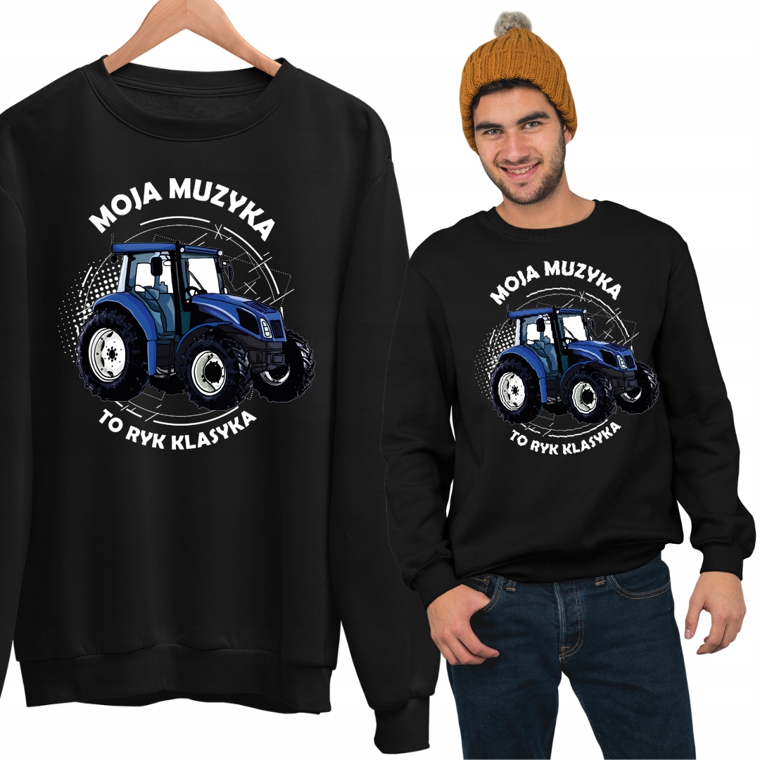 BLUZA BEZ KAPTURA PREZENT UPOMINEK MOJA MUZYKA TO RYK KLASYKA NIEBIESKI