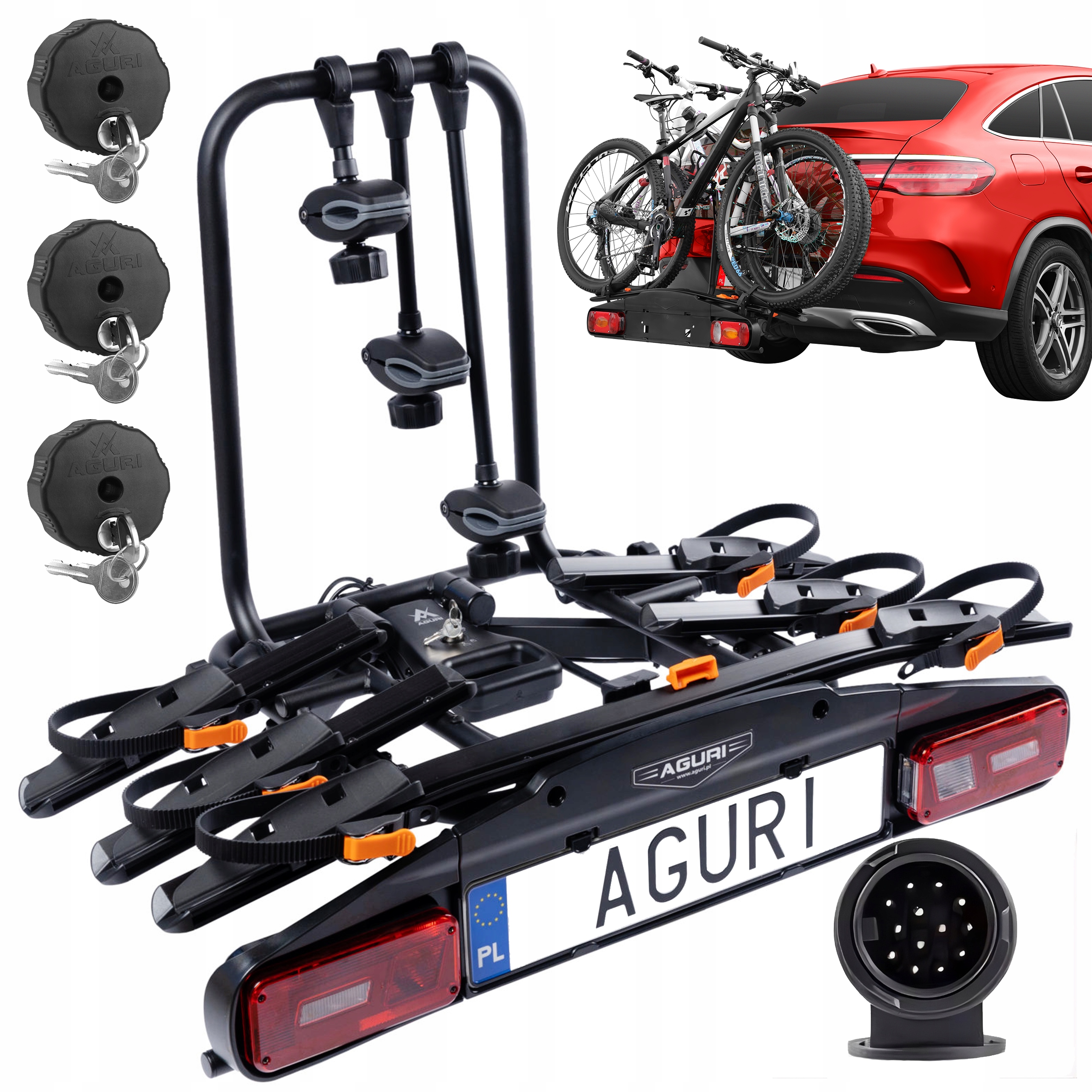 Bagażnik Rowerowy Na Hak 3 Rowery Aguri Active Bike Pro Uchył E-bike 60kg