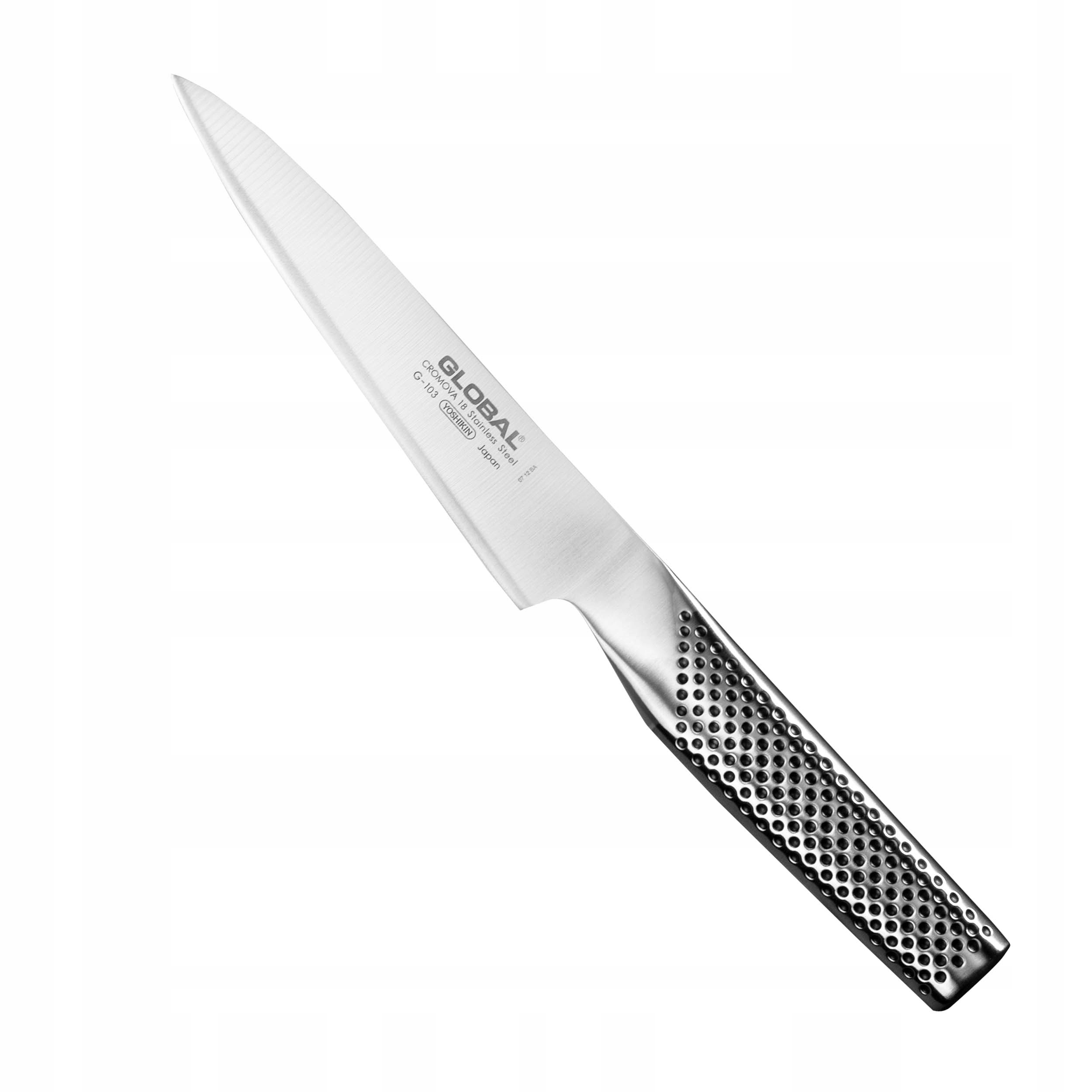 univerzálny nôž Global G-103 15 cm Cromova 18, prázdna oceľová rukoväť, Japonsko