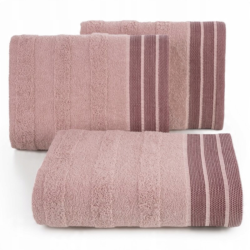 

Ręcznik 50x90 pudrowy różowy pasy frotte 500g/m2