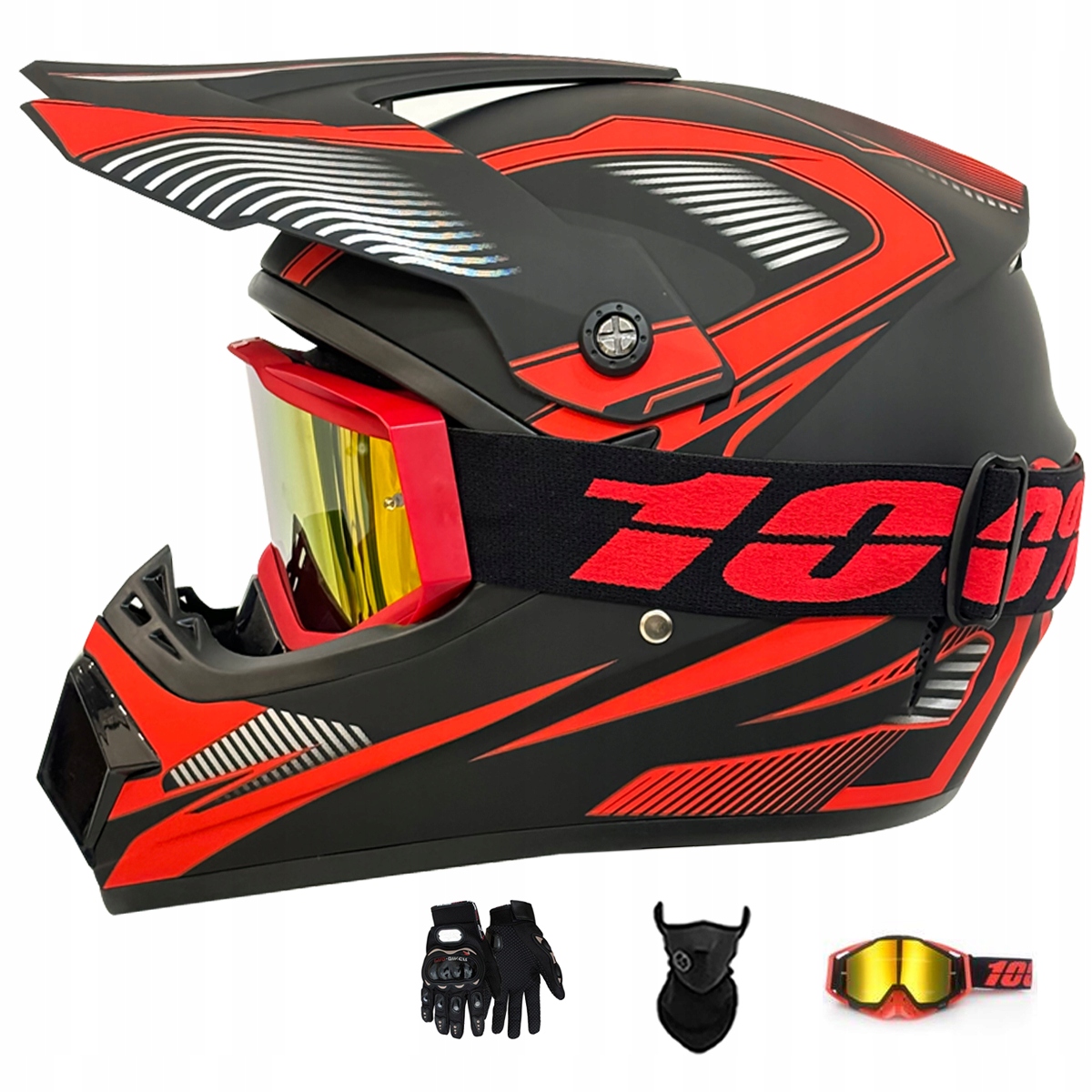 Motocyklová Přilba Lehká Enduro Quada Brýle Rukavice Maska M