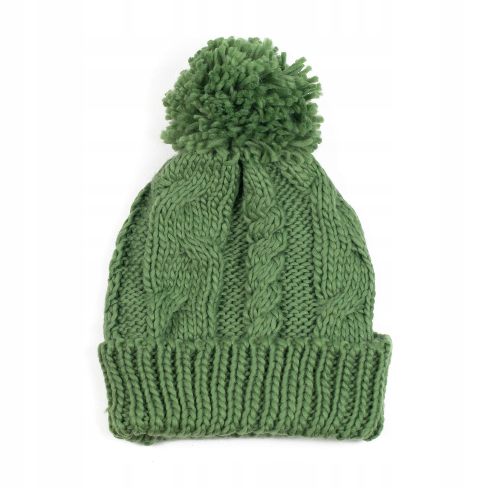 

Damska Czapka Zimowa Z Pomponem Ciepła Zielona