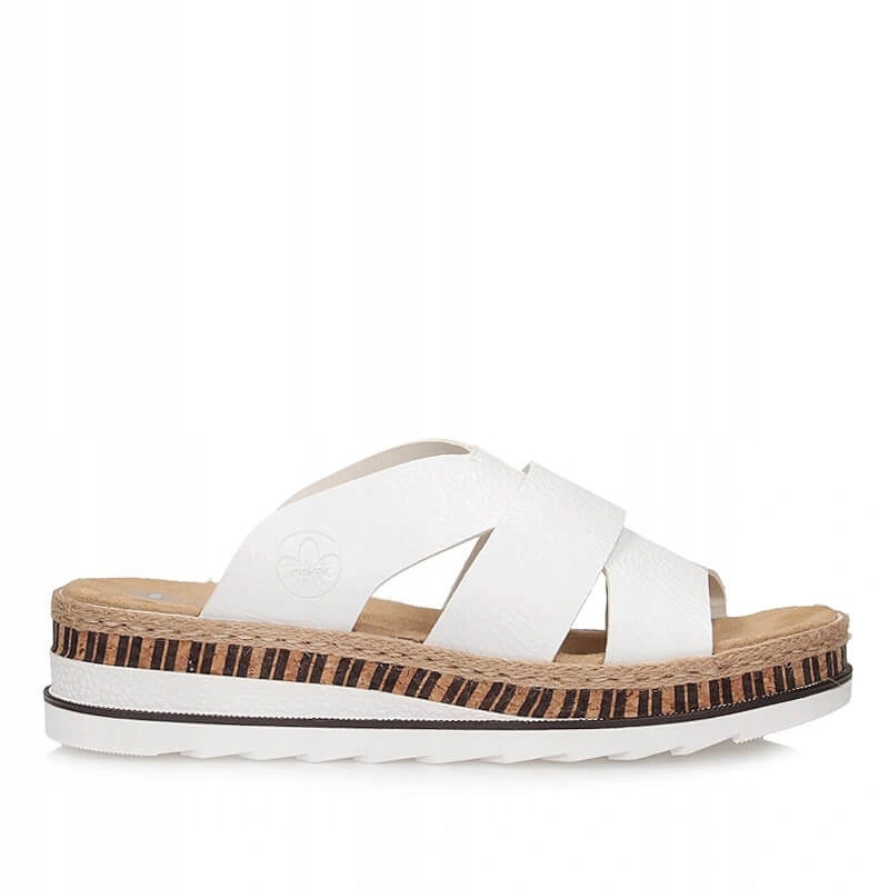 Nazouváky pantofle Rieker V7989-80 bílé, zasouvací na platformě