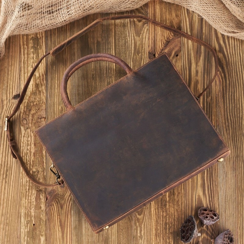 TECZKA TORBA VINTAGE DAMSKA SKÓRZANA AKTÓWKA DO RĘKI NA RAMIĘ A4 BRĄZOWY Marka Paolo Peruzzi