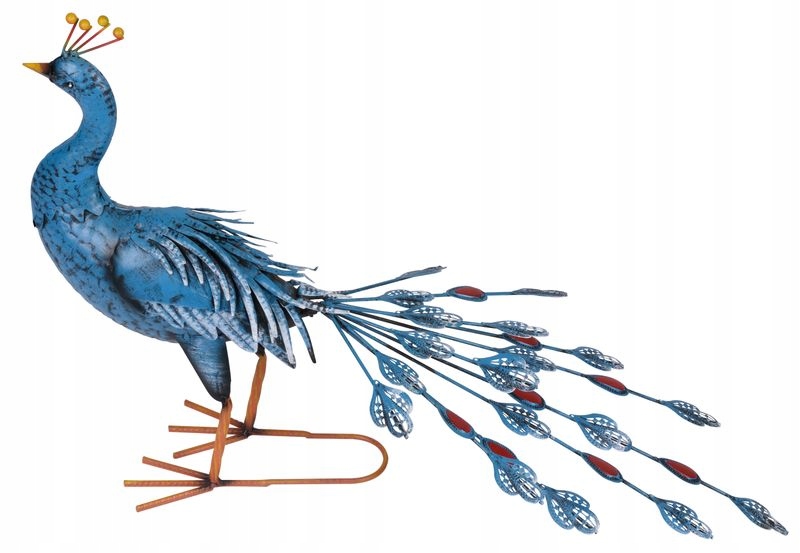 Niebieski Paw Dekoracja Ogrodowa Ozdoba Figurka 70x23x46 cm