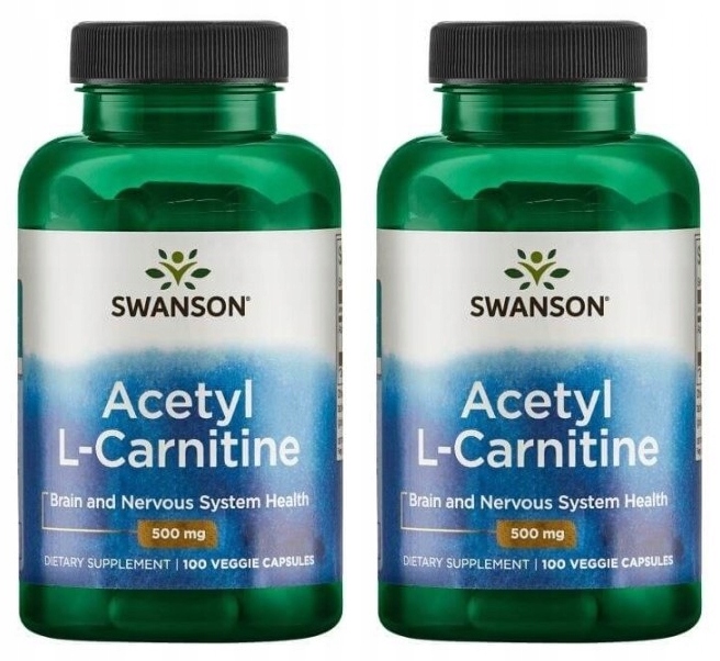 Sada 2 x Swanson Acetyl L-Carnitine Acetyl L-Karnitin 500 mg 100 vcaps