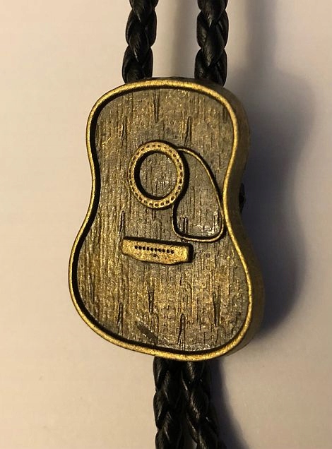 Kytara klasická hnědá bolo kravata westernová pletená přírodní kůže