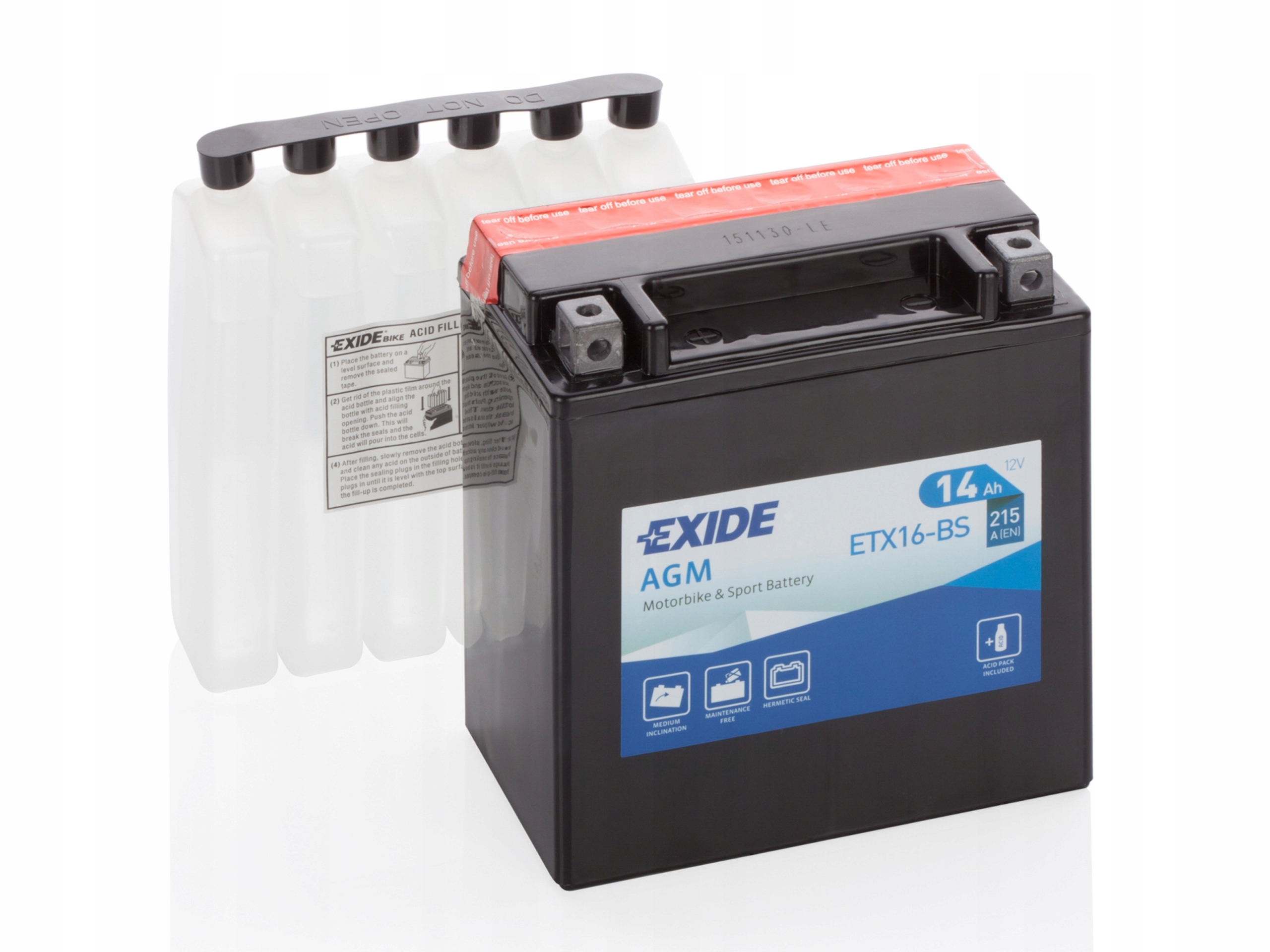 

Motocyklowy akumulator 14 Ah Exide Agm ETX16-BS