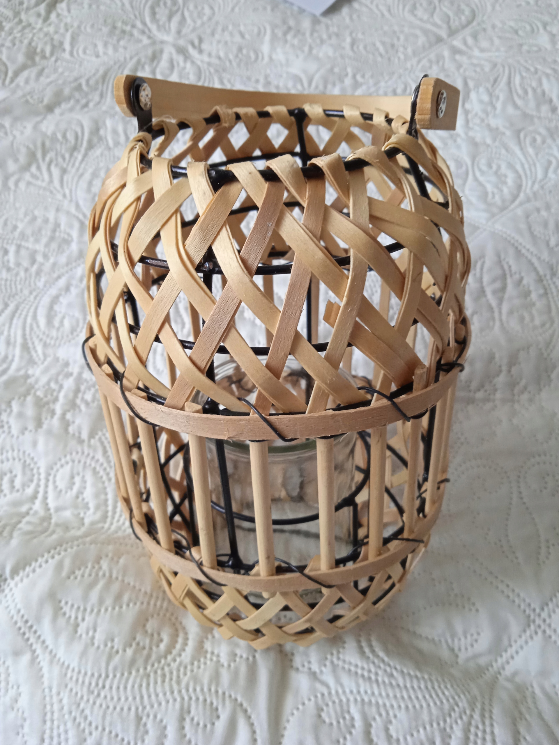 LATARNIA RATTANOWA LAMPA DREWNIANA LATARENKA LAMPION 15 x 22cm Marka inna