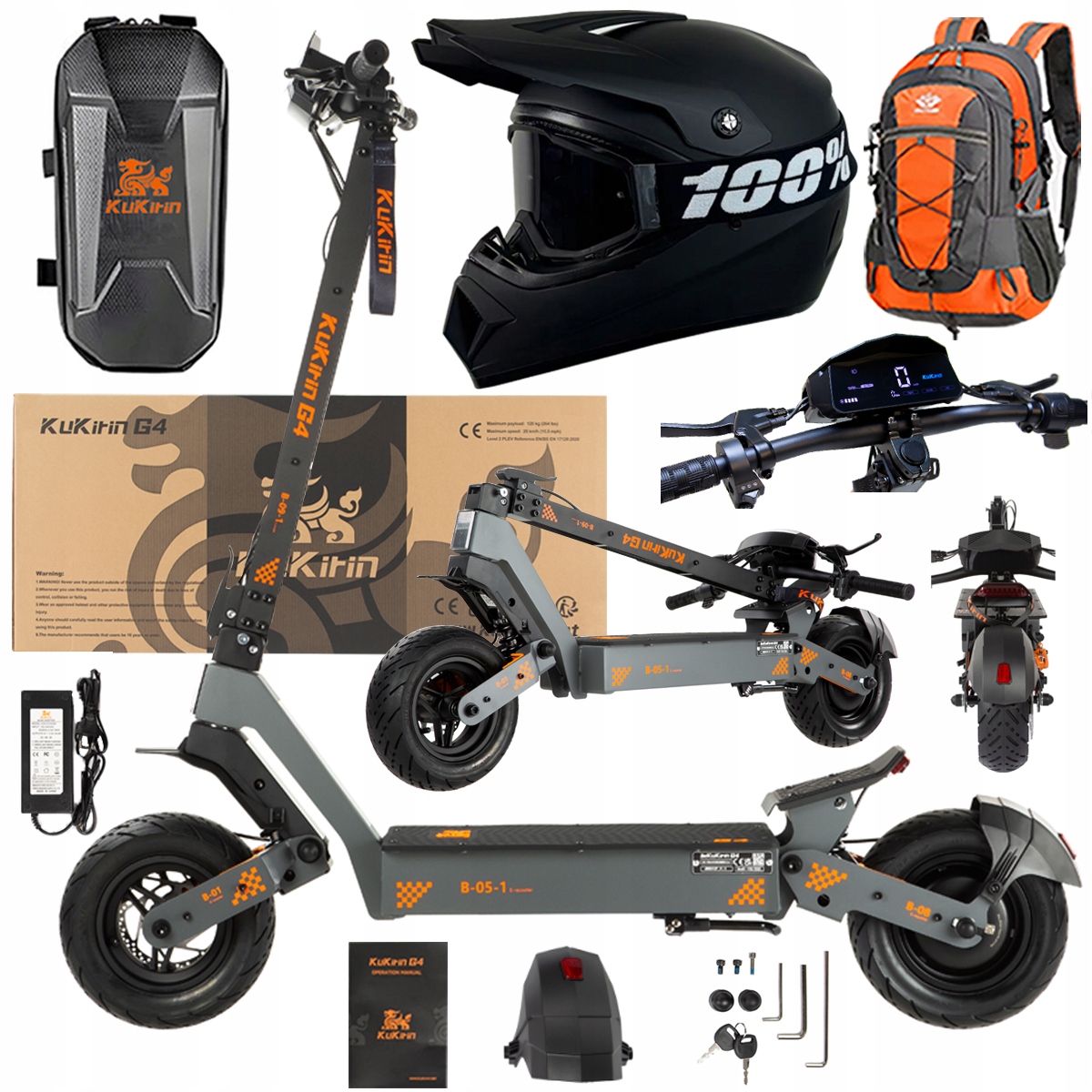 KuKirin G4 Skládací elektrická vozidla 2000W 70KM/H 60V 20Ah 75km Dárek