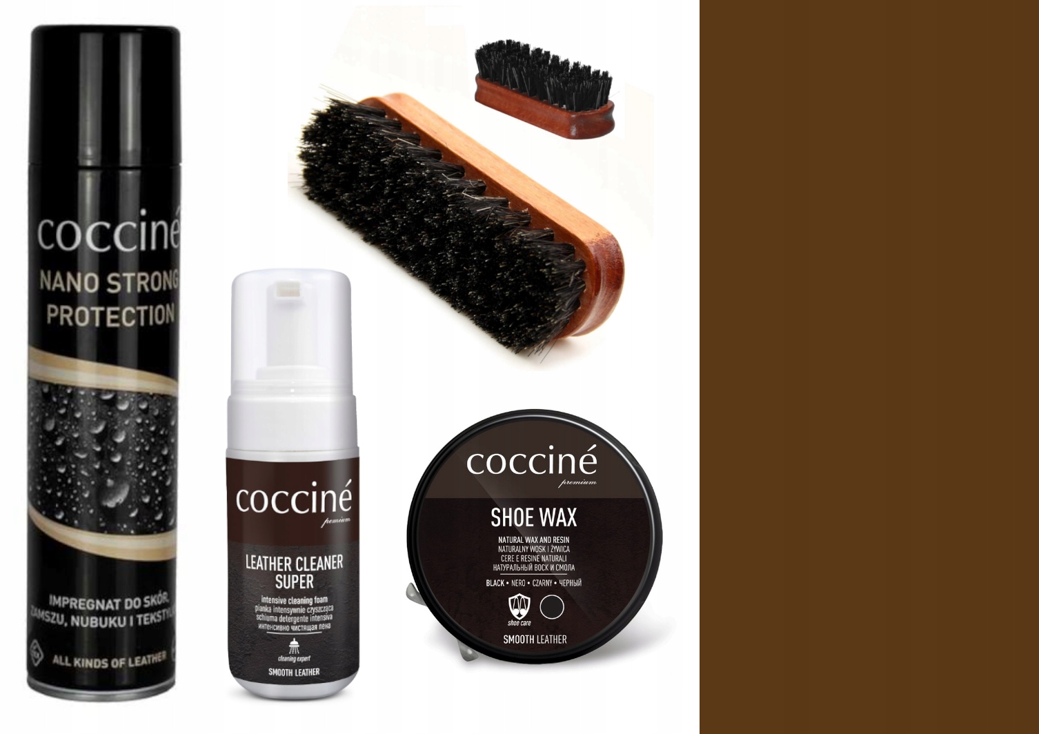 BRĄZOWY ZESTAW 4W1 PASTA CLEANER IMPREGNAT SZCZOTA