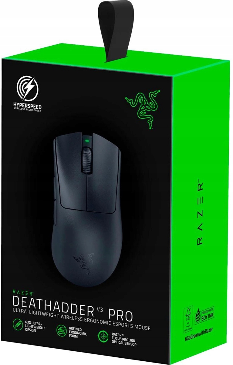 Razer Deathadder V3 PRO 〔FAKER EDITION〕 Razer DeathAdder V3 Pro - lekka bezprzewodowa ergonomiczna mysz e