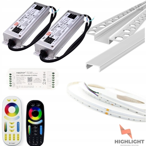 40 m Sada Fasádová Led páska Cob MoNo 10W 48V IP65 Profil