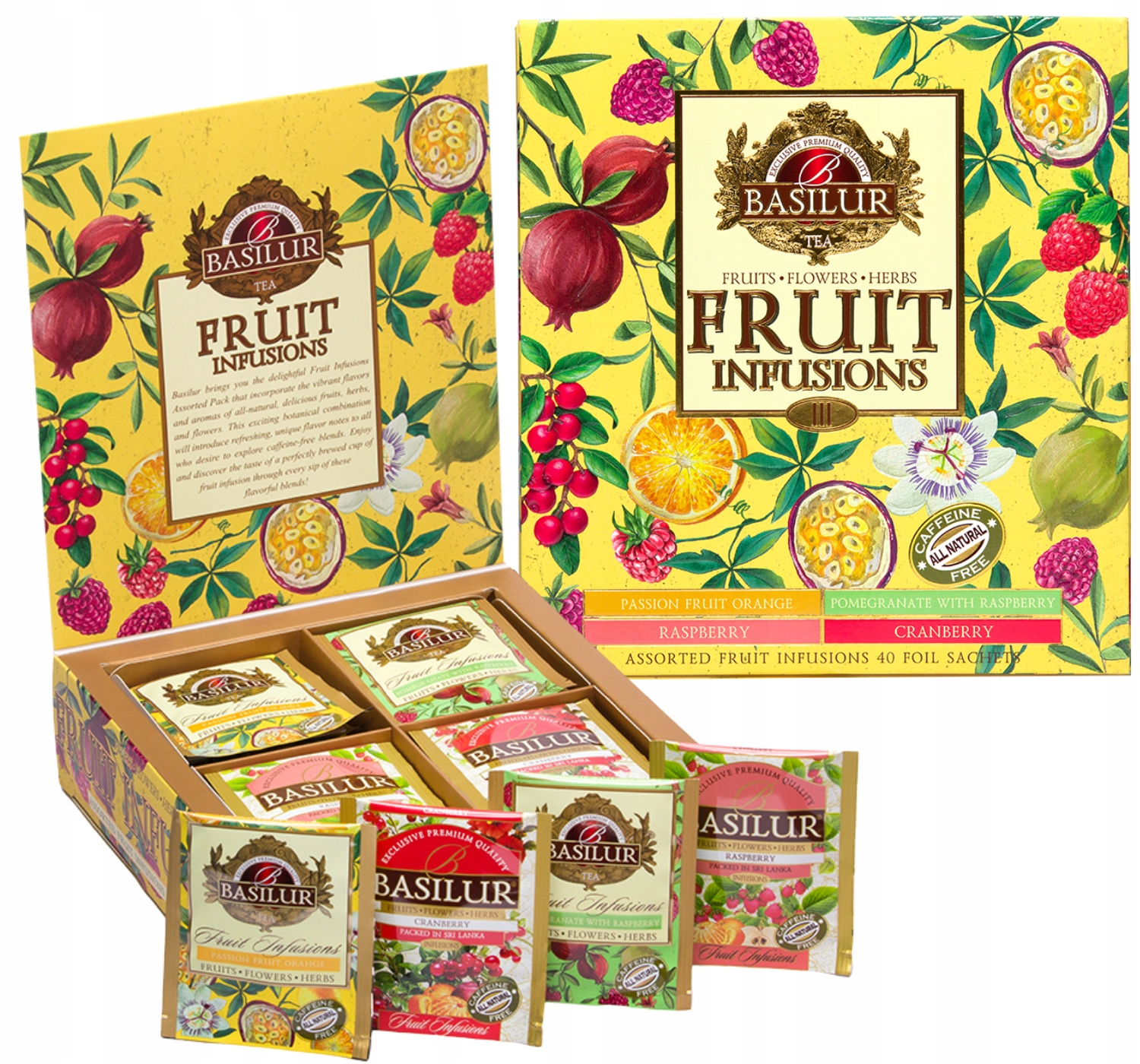 Levně Basilur Fruit Infusions III sada ovocných čajů 4 Příchutě 40 sáčků