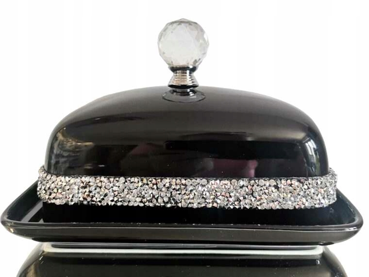 Czarna maselniczka z kryształem glamour PIRYT