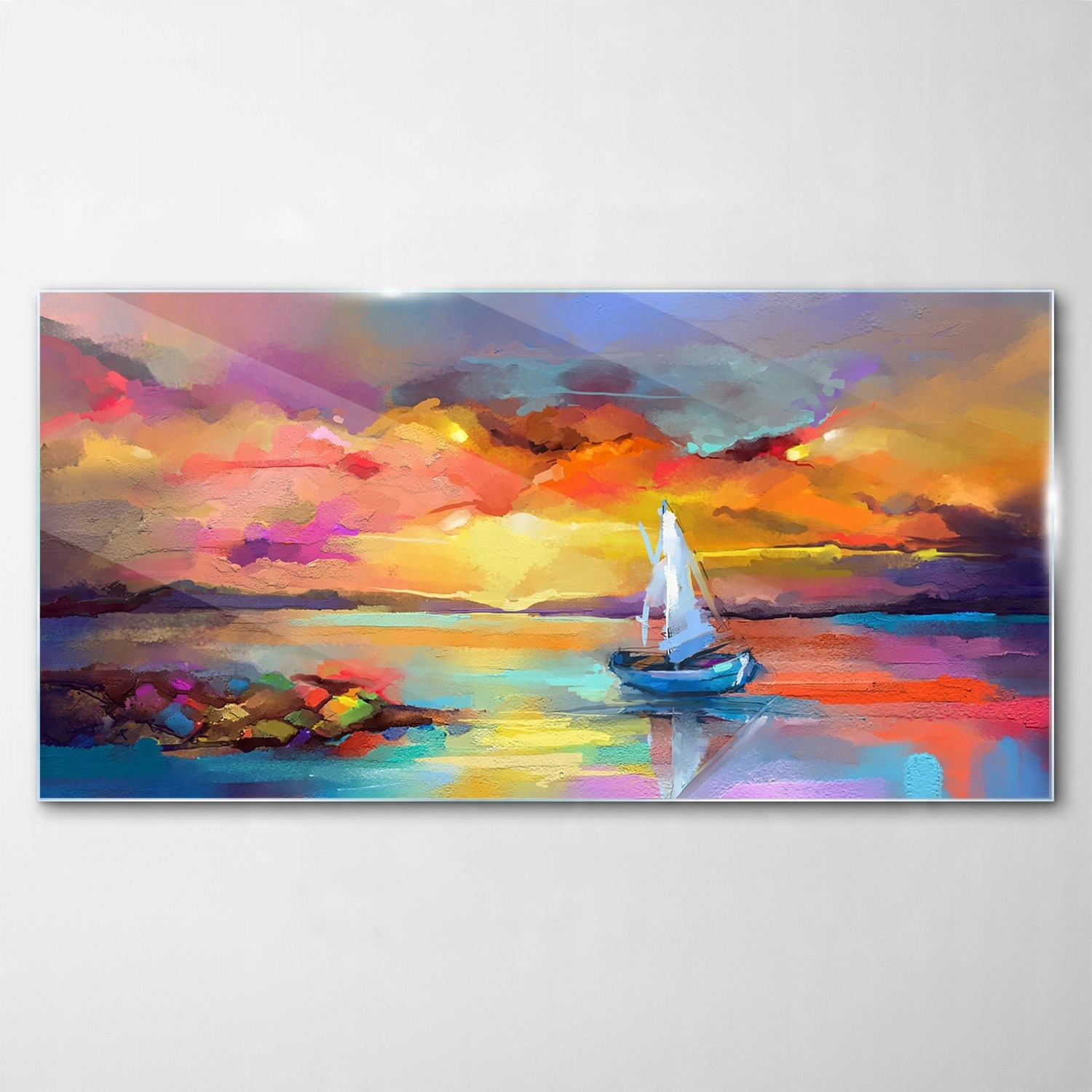 

Hartowany Obraz Szklany Łódka Woda Niebo 120x60