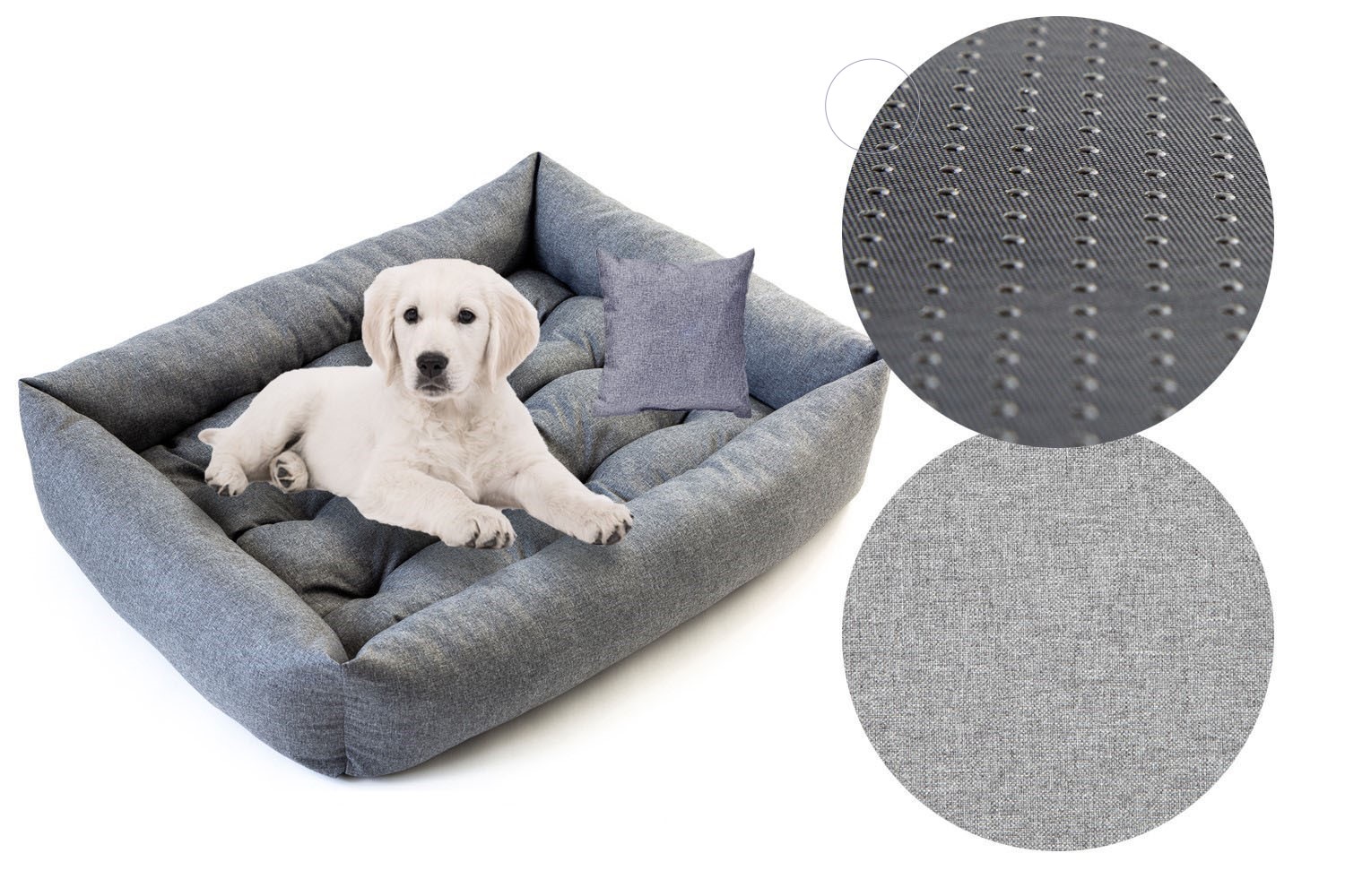 Legowisko dla psa kanapa 95x75 Wodoodporne Szary Len